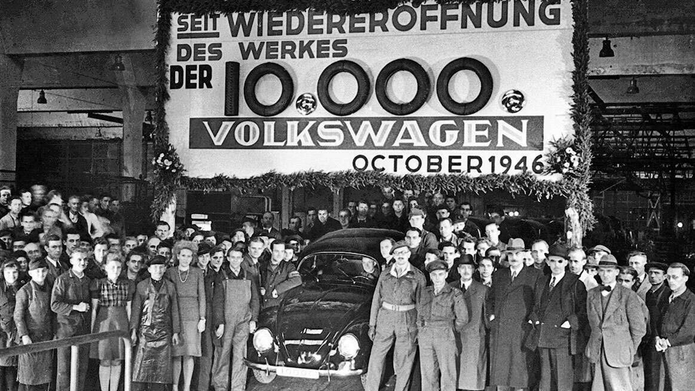 14 Oct 1946 - The 10,000th Volkswagen produced since the war left the production line.